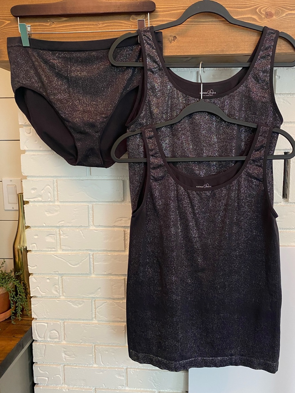 Rhonda Shear Shimmer Lounge Set 3 Pc 2 Tank Tops & High-Rise Briefs 1X/2X